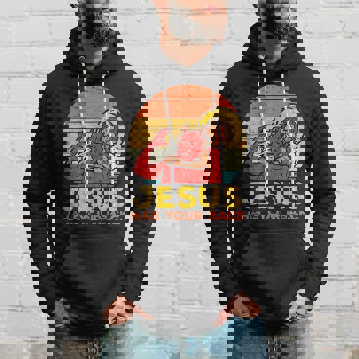 Jesus Has Your Back 柔術 レトロ クリスチャン パーカー 彼への贈り物