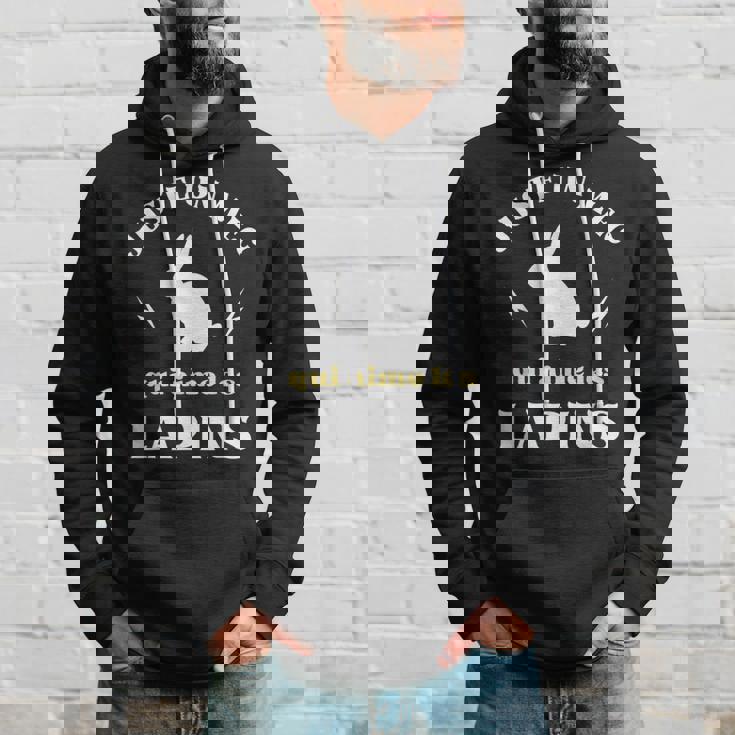 メンズ Just A Dude Who Loves Rabbits ユーモアラビットマン パーカー 彼への贈り物