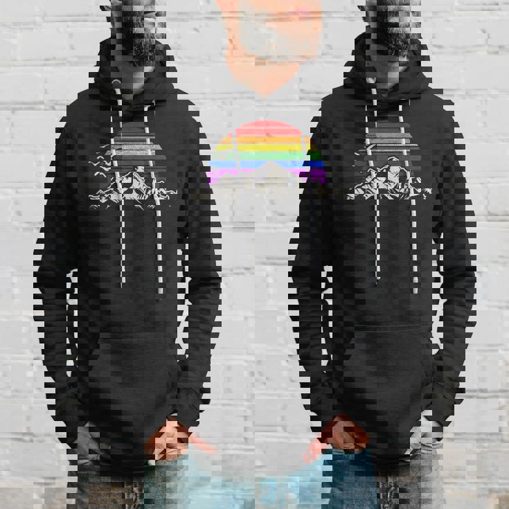 Lgbtq レインボー 山 サンセット ヴィンテージ パーカー 彼への贈り物