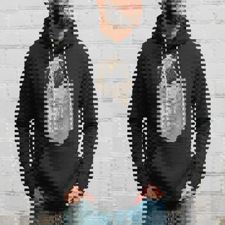 Love Pugs かっこいいポケットパグ ペット 犬 グラフィックデザイン パーカー 彼への贈り物