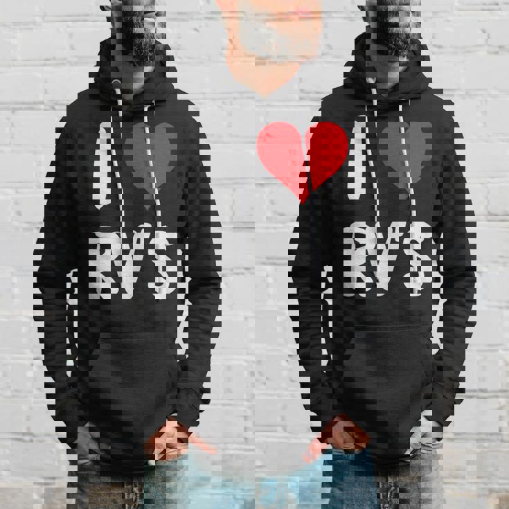 I Love Rv のレクリエーションビークル キャンプ キャンピングカー 旅行 旅行 パーカー 彼への贈り物