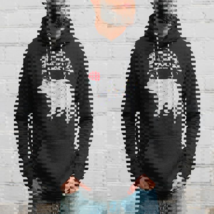 Papa Bear Xmas Buffalo Plaid Lights Matching Family Pajama パーカー 彼への贈り物