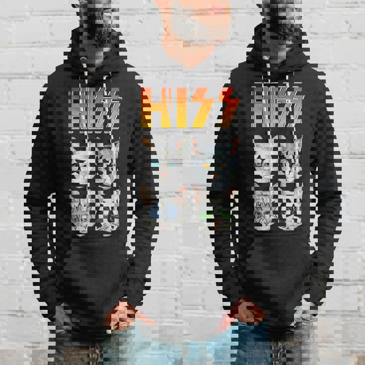 Hiss 猫 子猫 ニャー ロッカー パロディ バンド 面白い 猫好き パーカー 彼への贈り物