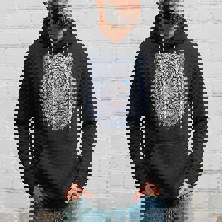 Tiger Lover 青い目の動物 ホワイトタイガー パーカー 彼への贈り物