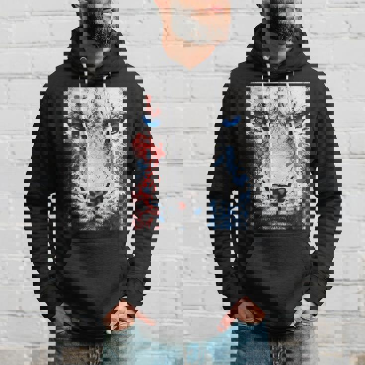 Tigre Ojos Azules Arte Animal Dibujo Motivo Anime Sudadera Regalos para él