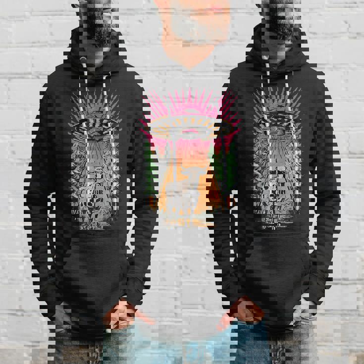 Ufo 牛 誘拐 面白い ヴィンテージ レトロ エイリアン 超常現象 パーカー 彼への贈り物