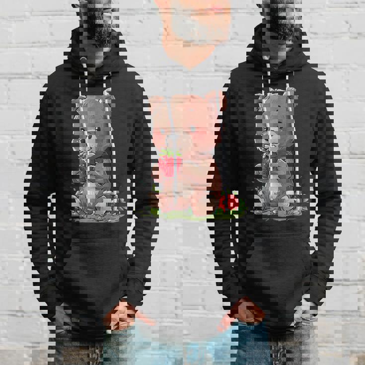 いちごくま かわいい くま 作品 描画 いちご フルーツ パーカー 彼への贈り物