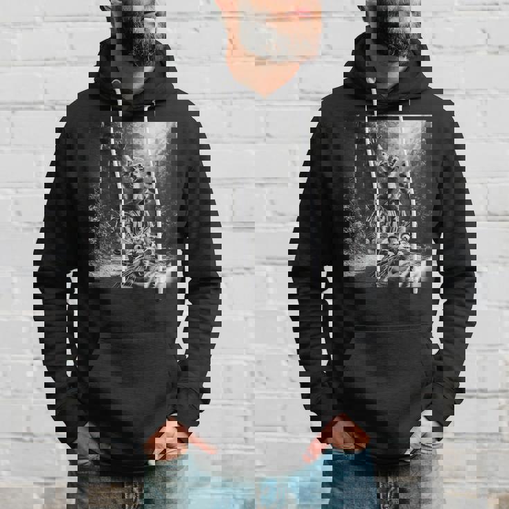 おもしろいアライグマ乗馬トラ驚いた怖い猫の自撮り。 パーカー 彼への贈り物