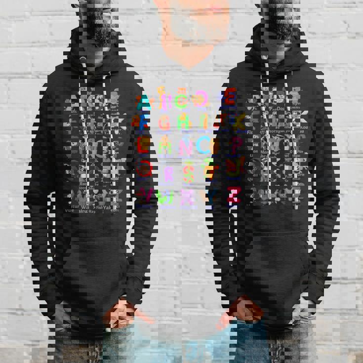 おもしろアルファベット動物新学期abc学習ギフト パーカー 彼への贈り物