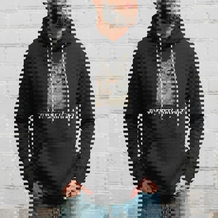 お腹が痛い面白い猫のミーム パーカー 彼への贈り物