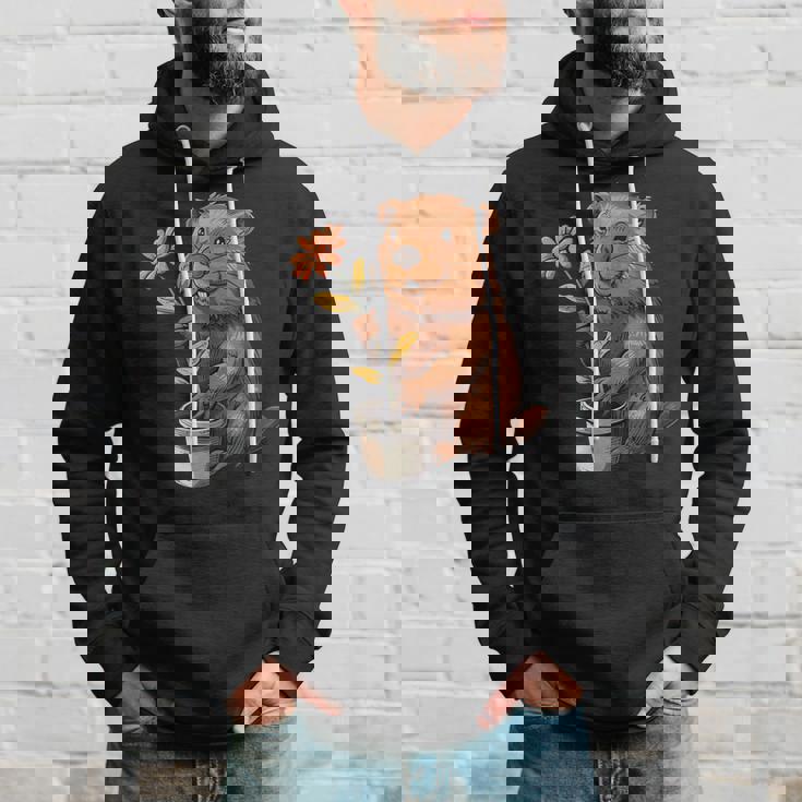 かわいいコスチューム愛好家のための鉢植えのハッピービーバー パーカー 彼への贈り物