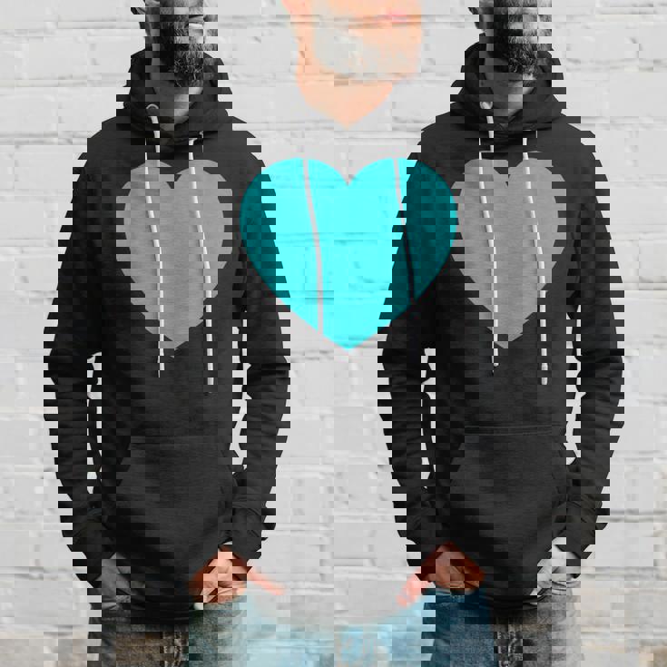 かわいいブルーターコイズハート パーカー 彼への贈り物