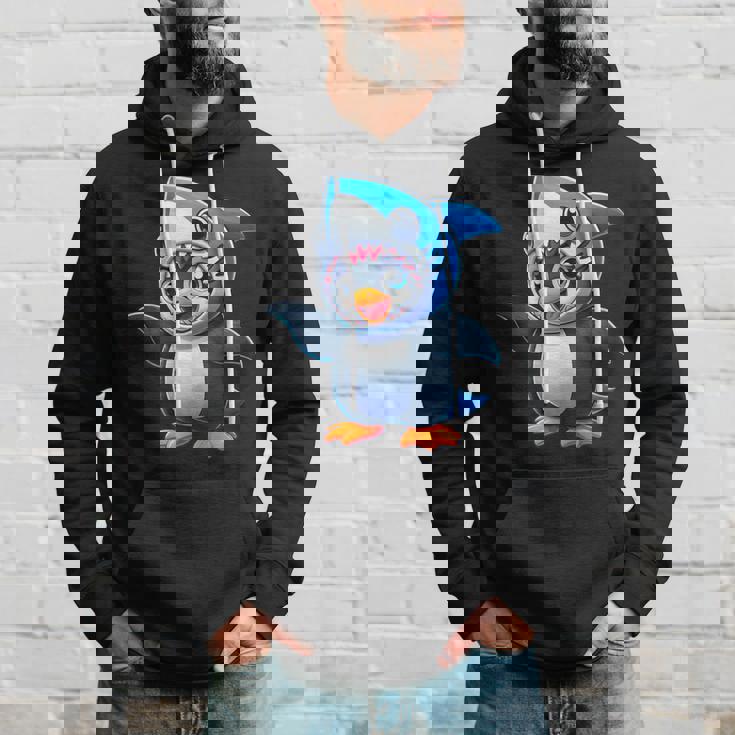 かわいいペンギンのサメのフュージョン漫画コスチューム。 パーカー 彼への贈り物