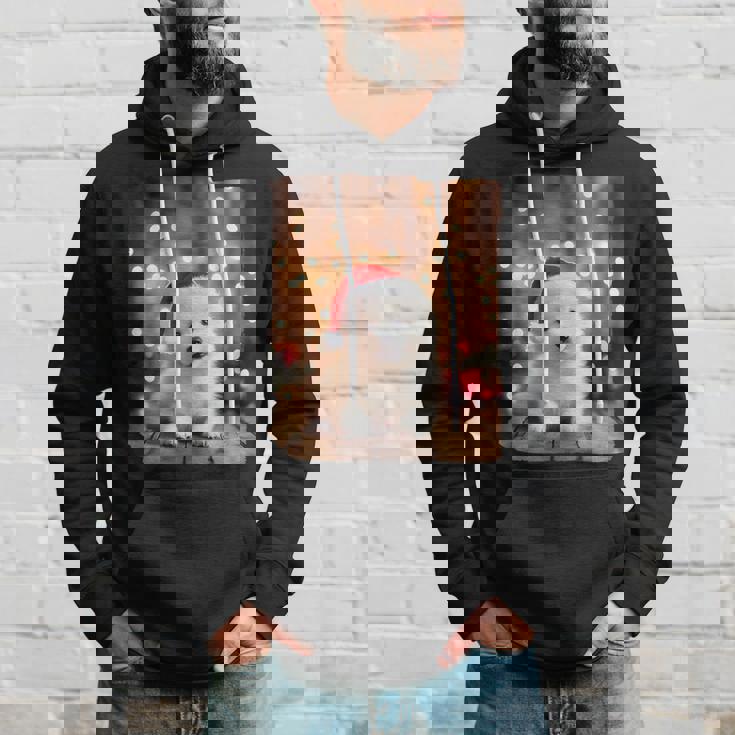 かわいい子犬の動物のクリスマス–サモエド犬のグラフィック パーカー 彼への贈り物