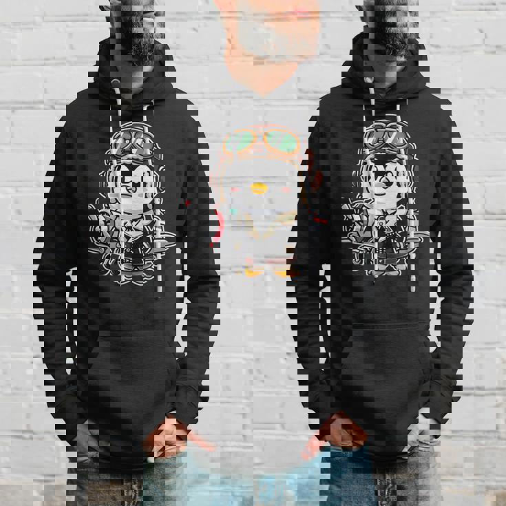 かわいい空飛ぶペンギン パイロット ヘルメット 飛行機 航空機 航空機 パーカー 彼への贈り物