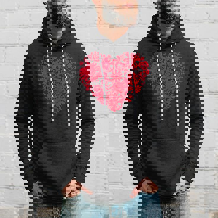 かわいい花赤いハート花のバレンタインデーの愛 パーカー 彼への贈り物