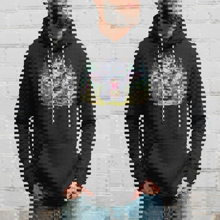 かわいい赤ちゃんドラゴンハート森林ファンタジー水彩ar パーカー 彼への贈り物