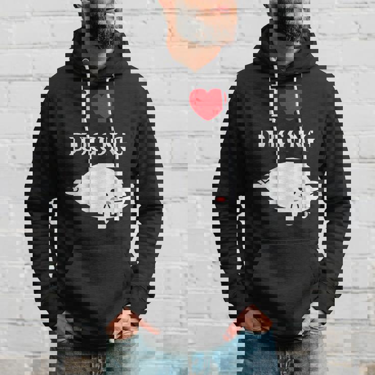 かわいい面白いシンプルなジュゴンの魚を引用します。 I Love Dugong パーカー 彼への贈り物