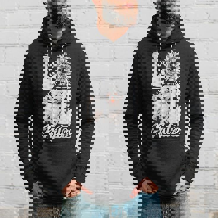 アイ・ラブ・マルチーズ・ドッグ・オーナー・ファニー・ポー・プリント・サンフラワー・ラバー パーカー 彼への贈り物