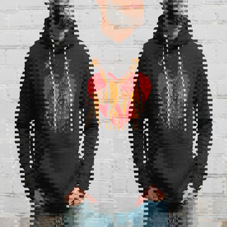 アフリカ サファリ アニマル ハート バレンタインデー ギフト ラブ キリン パーカー 彼への贈り物