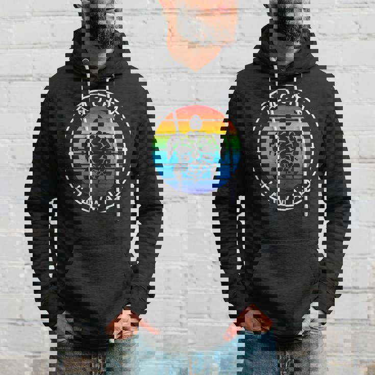 アロハ ハワイ ハワイアン ウミガメ ビーチ オーシャン レインボー ホヌ パーカー 彼への贈り物