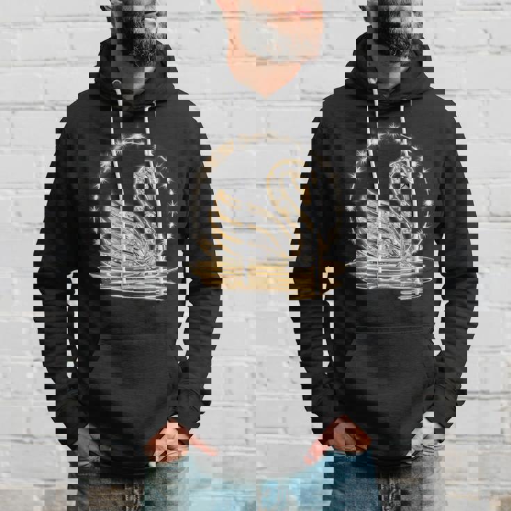 アート プリント モチーフとしての美しい白鳥、ギフトのアイデア パーカー 彼への贈り物