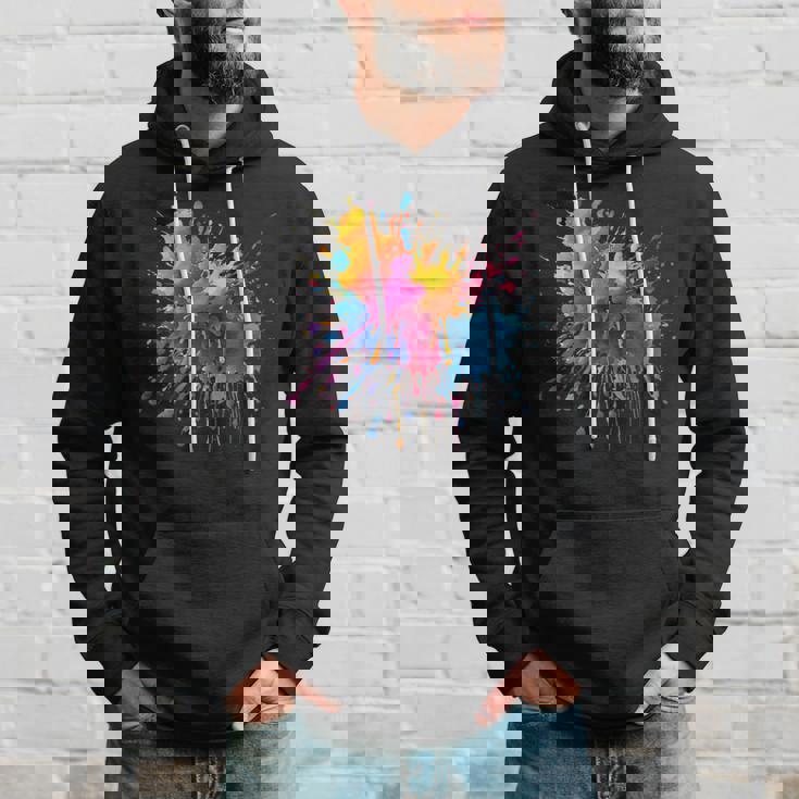 インク ペンキ 飛び散り レインボープリント カラフル イラスト パーカー 彼への贈り物
