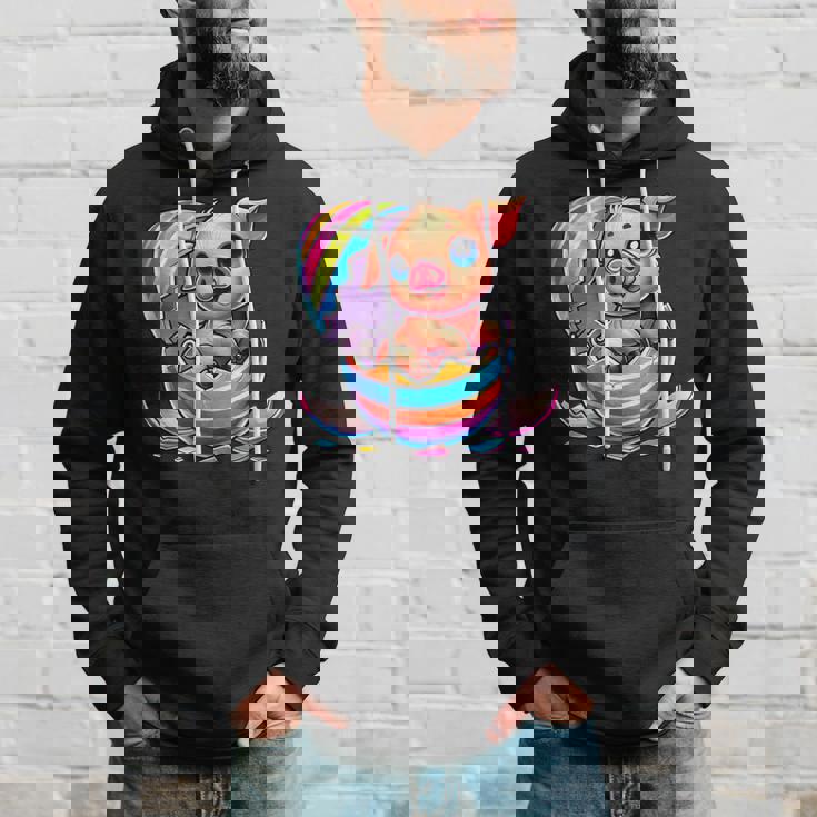 イースターエッグのかわいい赤ちゃん豚の漫画アート。 パーカー 彼への贈り物