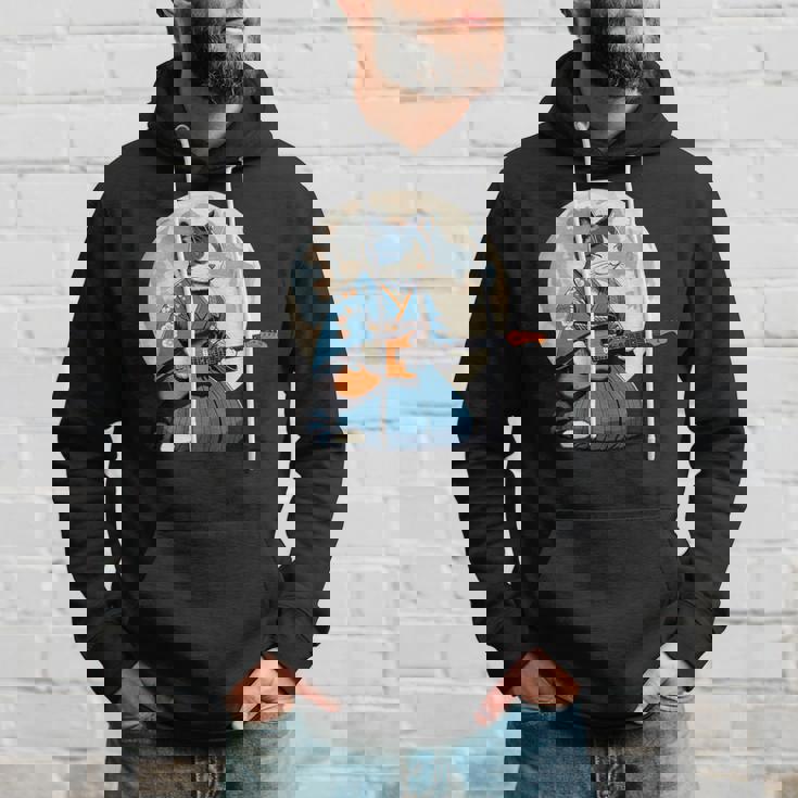 エレキギターを弾く日本猫 着物&猫ギター パーカー 彼への贈り物