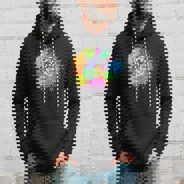 カラフル スプラッター ペイント 水彩 スマイル フェイス ユニセックス パーカー 彼への贈り物