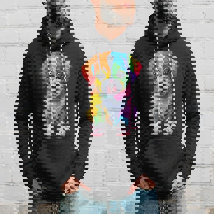 カラフルなかわいい子犬 愛らしい犬 パーカー 彼への贈り物