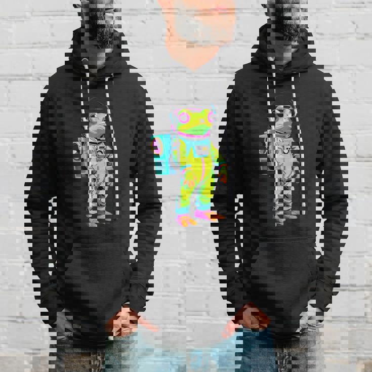 カラフルなカエルの宇宙飛行士キャラクター パーカー 彼への贈り物