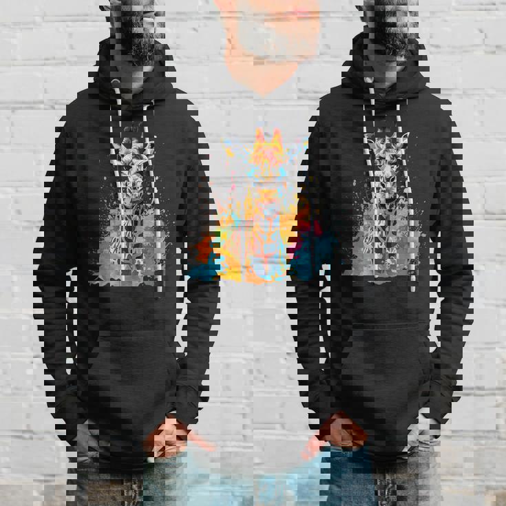 カラフルなキリン 動物 恋人 スプラッシュアート パーカー 彼への贈り物