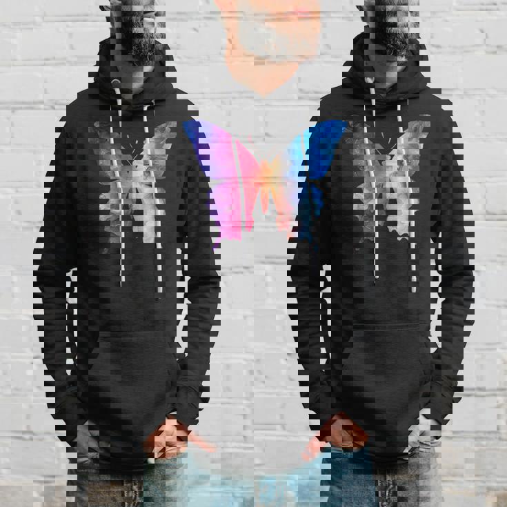 カラフルなシルエット抽象的な水彩蝶 パーカー 彼への贈り物