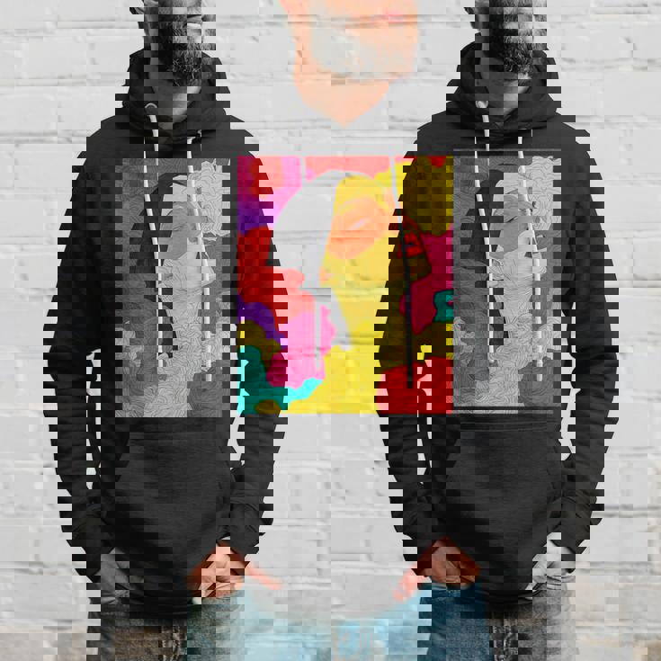 カラフルなドリームスケープ – シュールな顔と抽象的な波 パーカー 彼への贈り物