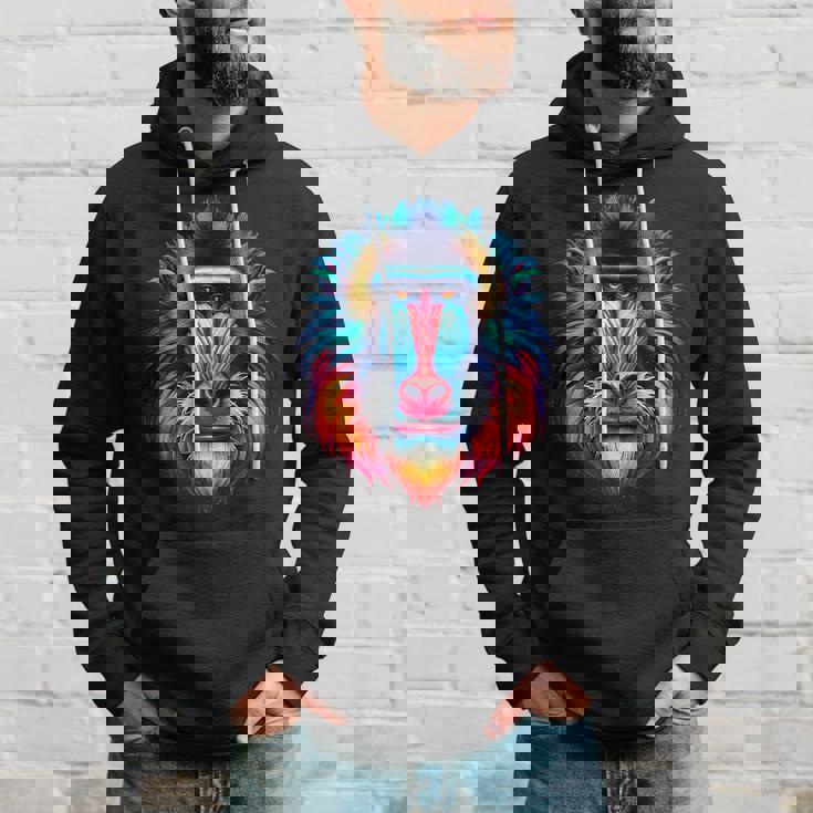 クール マンドリル 猿の精霊 動物 イラスト 絞り染め アート パーカー 彼への贈り物