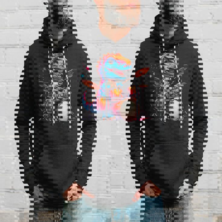 クールなt-Rex恐竜ドラマー音楽バンドデザイン。 パーカー 彼への贈り物