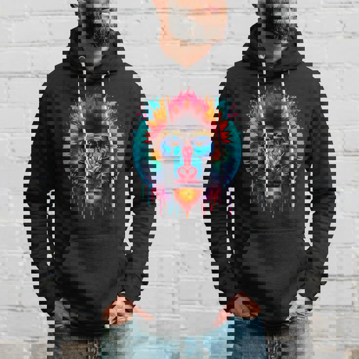 クールなタイダイサングラスマンドリルイラストアート パーカー 彼への贈り物