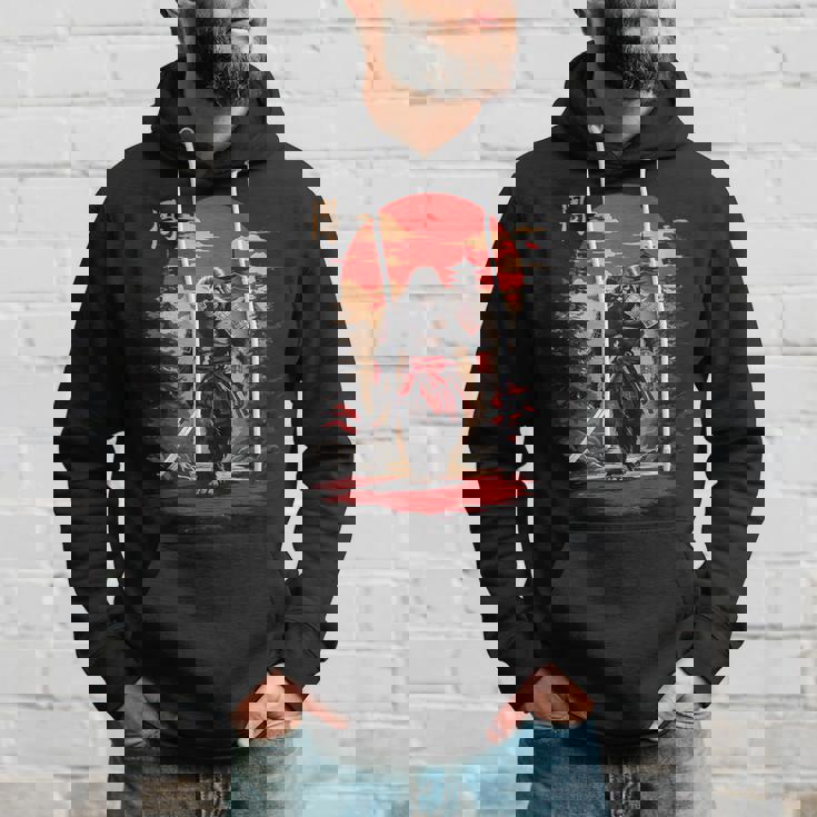 サムライビッグフット 日本のヴィンテージデザイン 面白い浮世絵アート パーカー 彼への贈り物