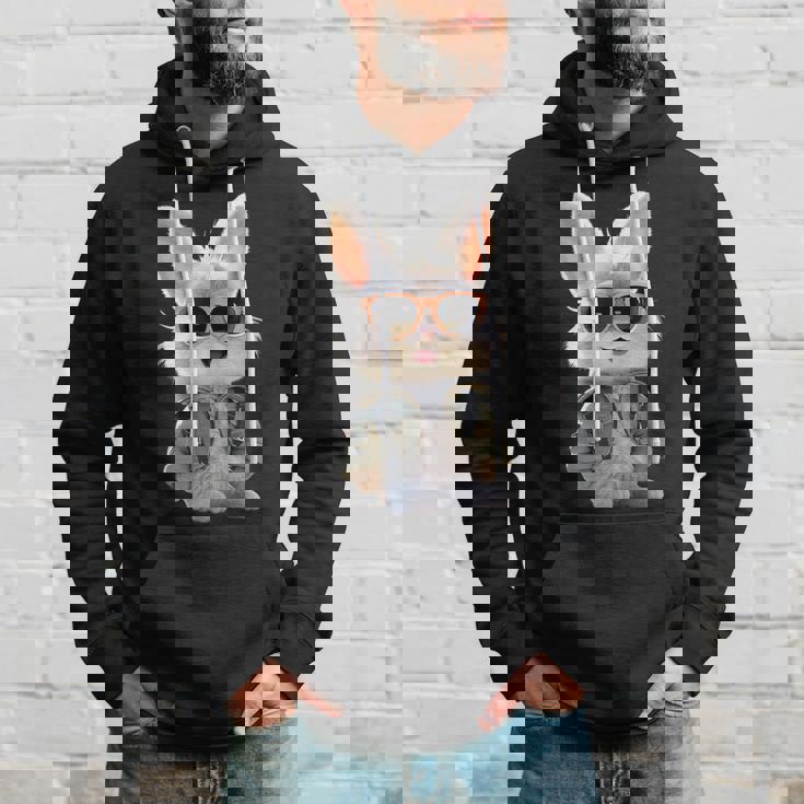 サングラスをかけたうさぎ 茶色のうさぎ かわいいうさぎ パーカー 彼への贈り物