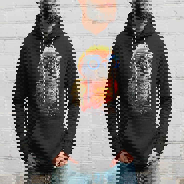 サングラスをかけたインコ コンゴウインコ オカメインコ かわいいインコ パーカー 彼への贈り物