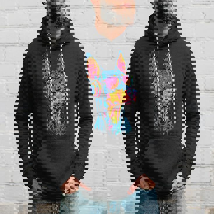 サングラスをかけたドーベルマン 犬のモチーフ 誇り高いドーベルマン パーカー 彼への贈り物