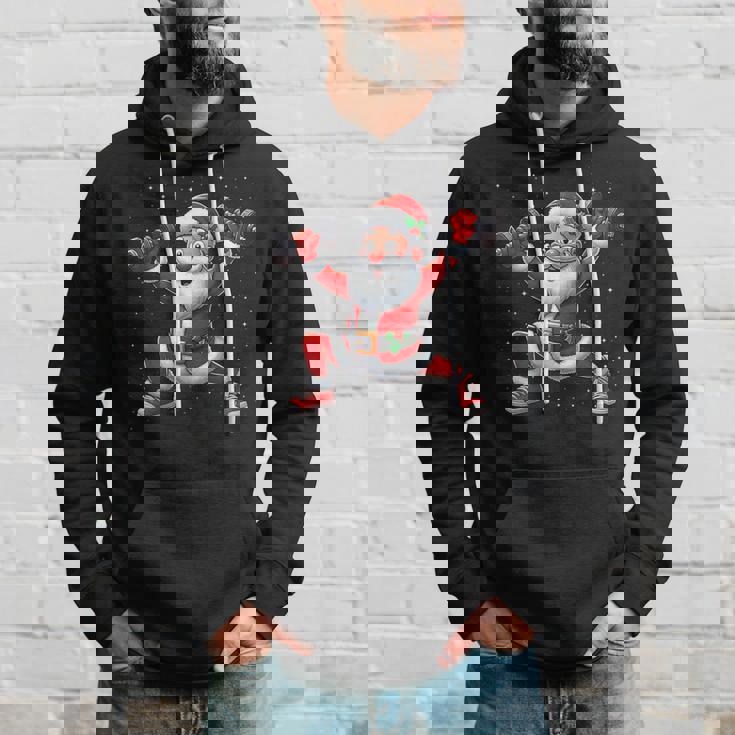 サンタ ウエイトリフティング ジム トレーニング クリスマス フィットネス パーカー 彼への贈り物