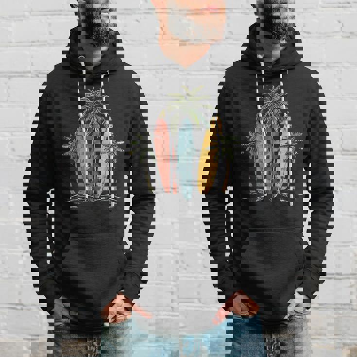 サーファー ヴィンテージ サーフボード ヤシの木 ビーチ サーフィン パーカー 彼への贈り物