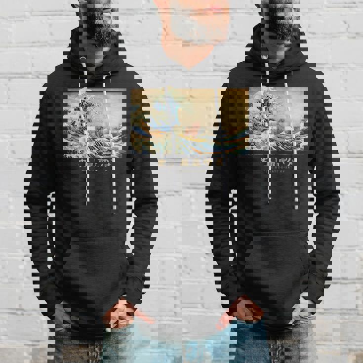 サーフィン ダックスフンド 神奈川波 和 犬 面白い パーカー 彼への贈り物