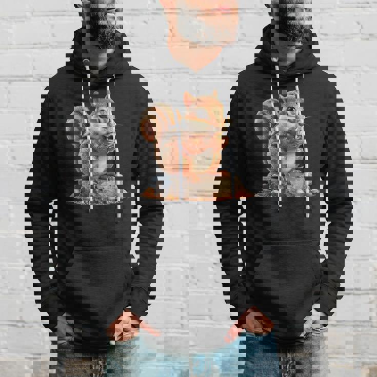 シマリス 森林 動物 木 リス 水彩 パーカー 彼への贈り物