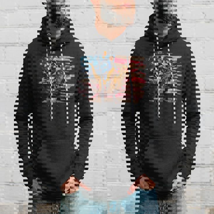 ジョージ・ワシントン ライディング A ダイナソー 面白い 4Th Of July デザイン パーカー 彼への贈り物