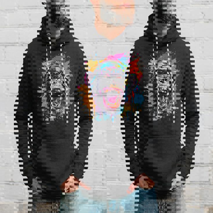 スプラッシュアート チンパンジー 野生動物 動物 好き カラフル パーカー 彼への贈り物