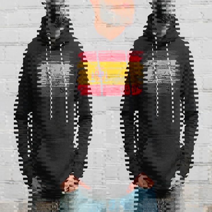 スペイン国旗の絵、スペインの地図のスケッチ。 パーカー 彼への贈り物