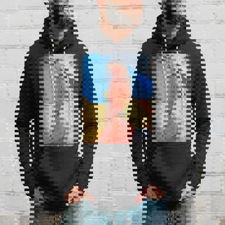 セクシーガールグラフィックtシャツ 「モダンピンナップガール&ウクライナ国旗2」 パーカー 彼への贈り物